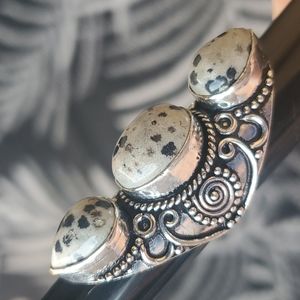 New Dalmatian Jasper Silver Statement Ring.